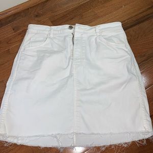 H&M white frayed denim skirt